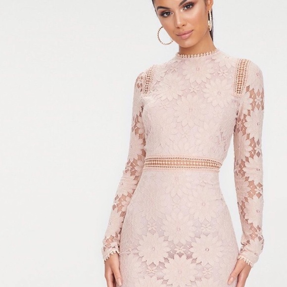 Caris Pink Lace Bodycon Dress 
